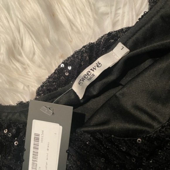 Nasty Gal Black Sequin One-Shoulder Mini Dress – NWT, Size L - Picture 6 of 7